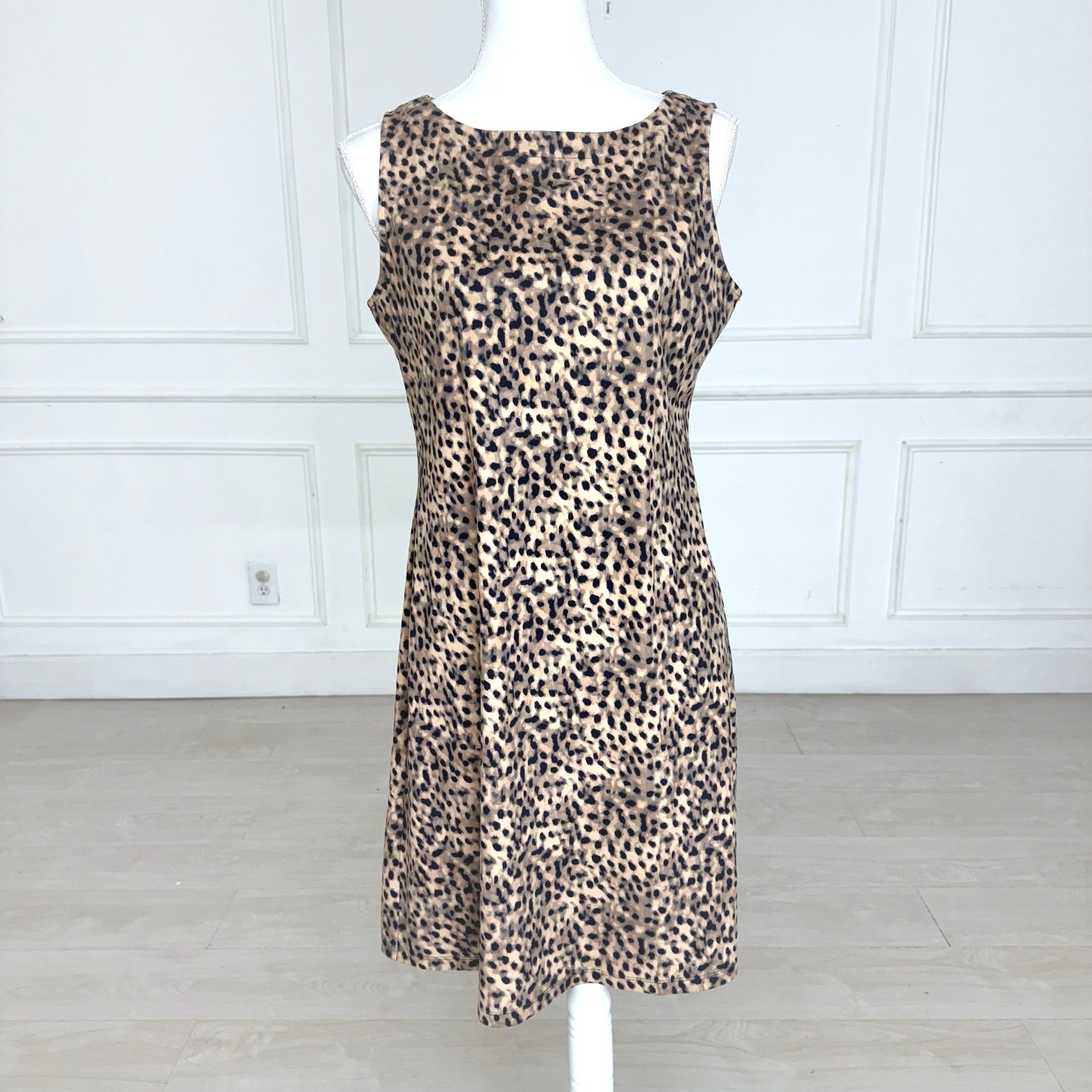 Tommy Bahama Womens Leopard Print Faux Suede Shift Dress Tan Black Small S/P
